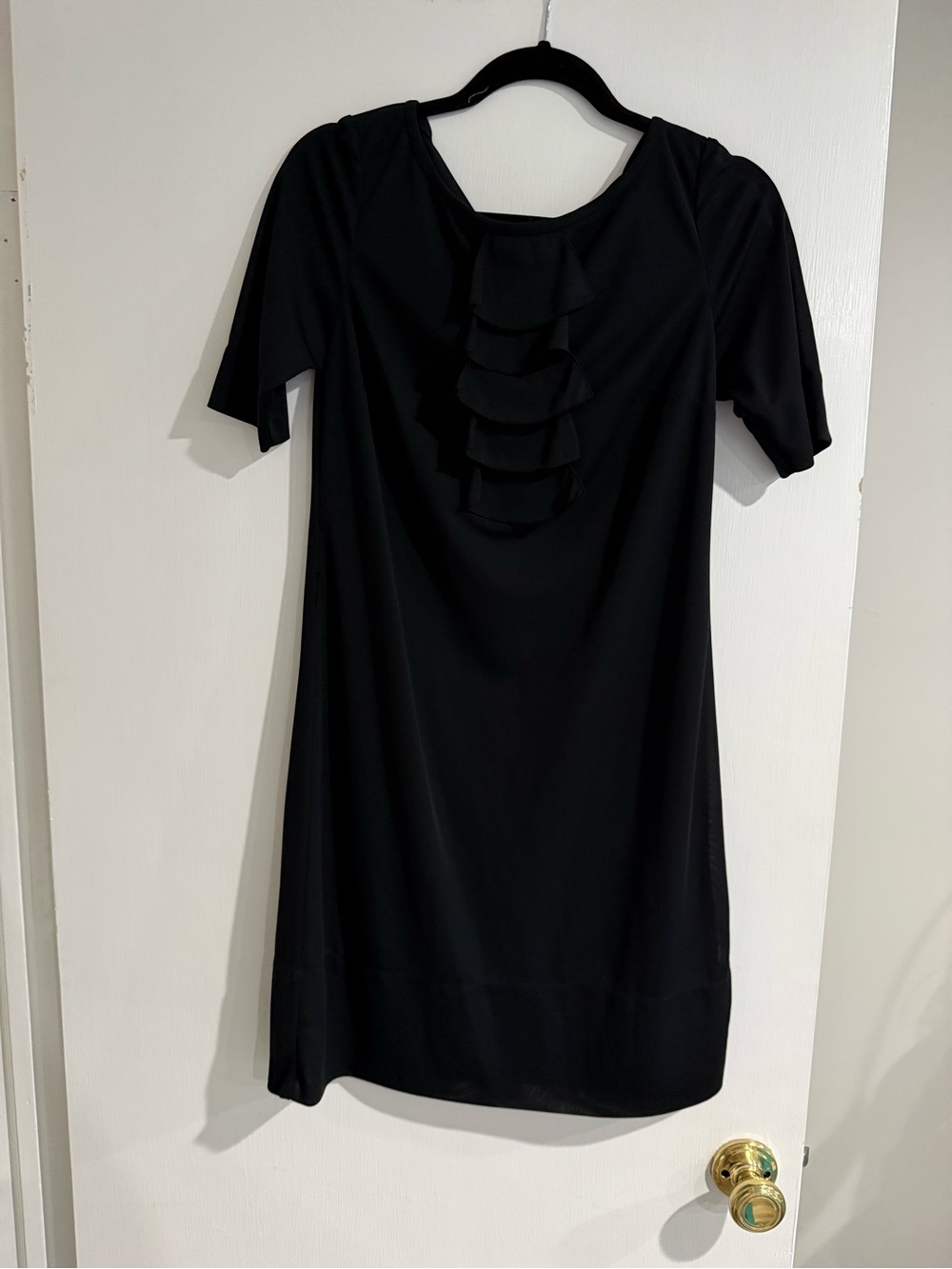 Democracy Black Midi Dress with Front Ruffle Detail